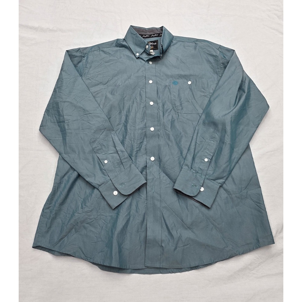 Wrangler George Straight Teal Button Down‎ Men's Shirt Size Large